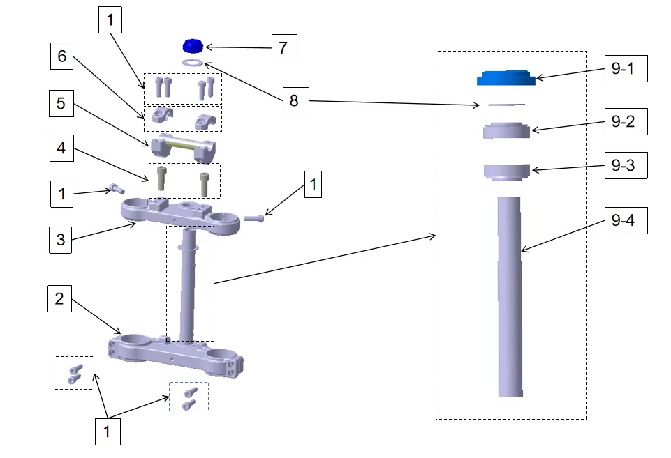 Diagram — Triple clamps assy